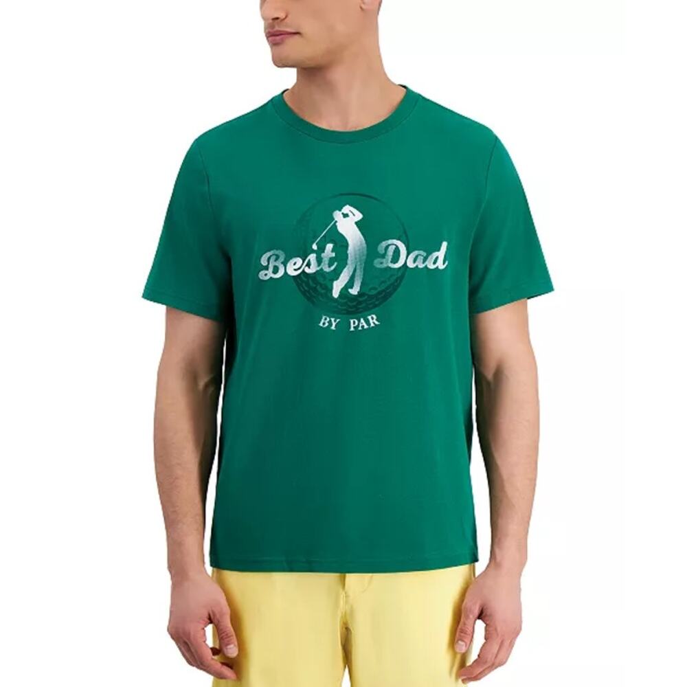 Club Room Best Dad By Par Graphic T-Shirt Tee Large‎ Golfer Gift Green NWT